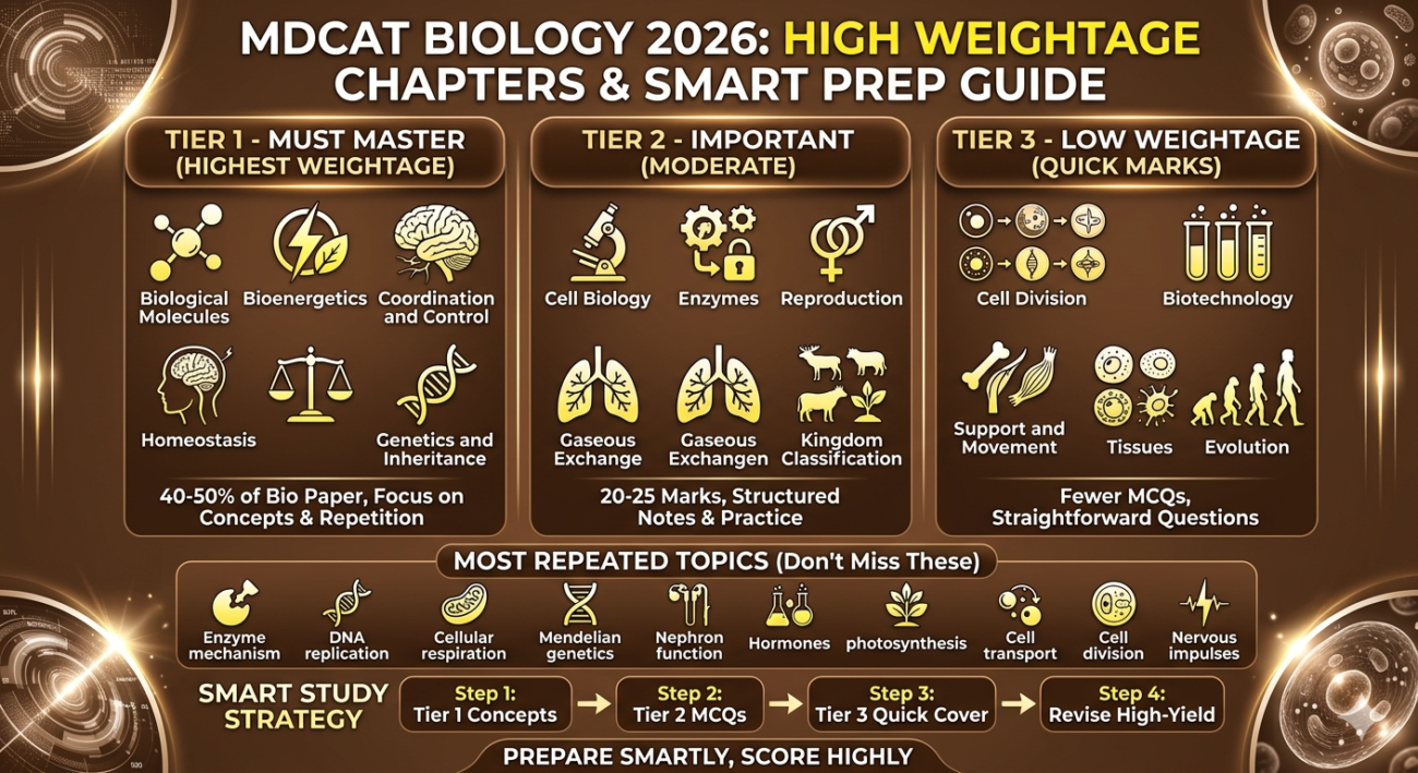 MDCAT Biology Important Chapters 2026 (High Weightage Topics)
